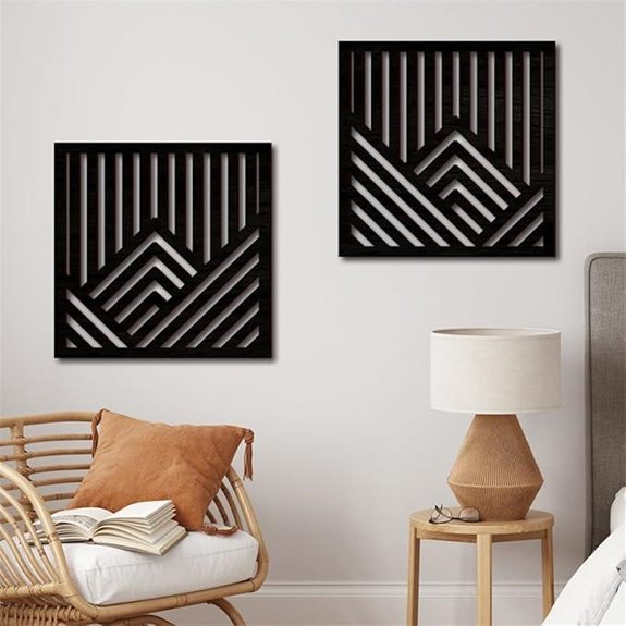 Geometric Mountain Wood Wall Art (2-Pack)