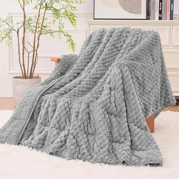 Weighted Sherpa Fleece Blanket - 15 lb Grey 60x80
