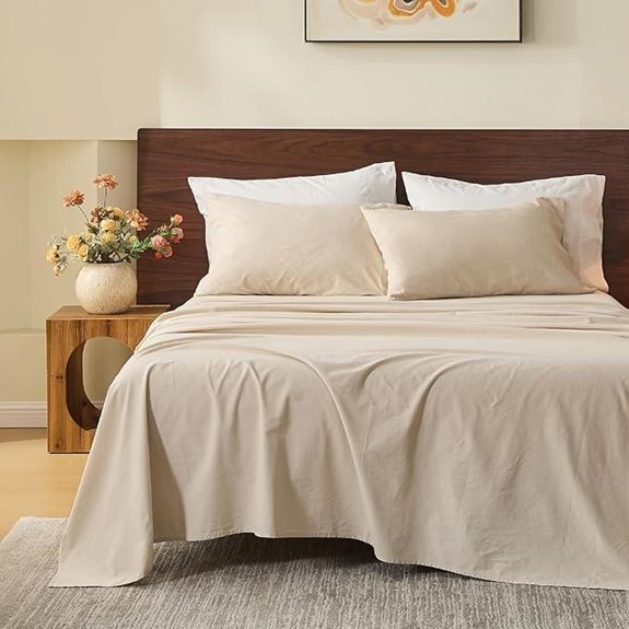 Meishang 100% French Linen Sheets King 4-Piece Set