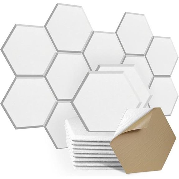 SHJADE 12-Pack Acoustic Panel Tiles Self-Adhesive Hexagon White