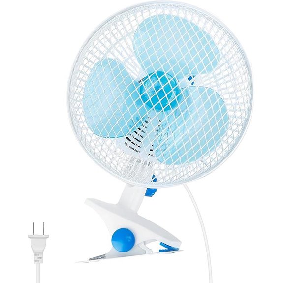 Oscillating Clip-On Fan 9-Inch Quiet Adjustable Blue