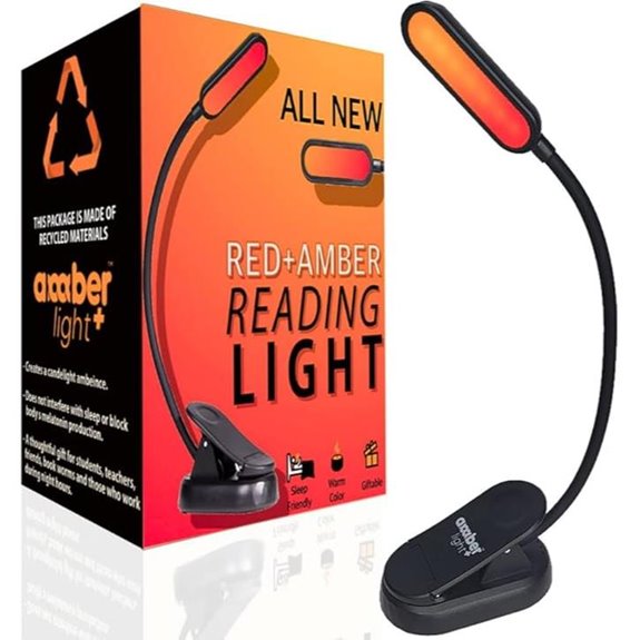 Amber and Red Reading Light for Bedtime Reading