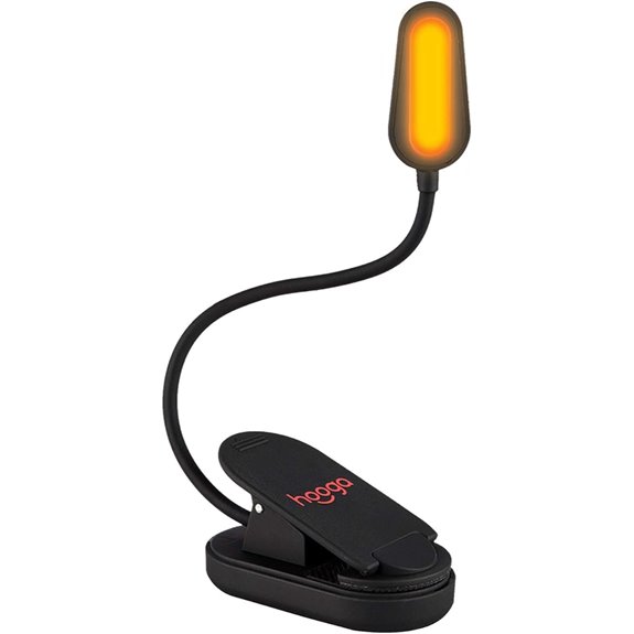 Hooga Amber Clip-On Book Light with Blue Light Blocking