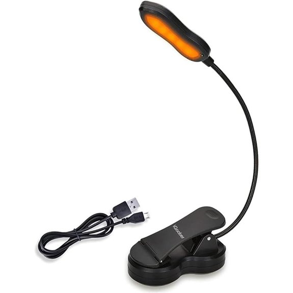Rechargeable Amber Book Light with Clip and Brightness