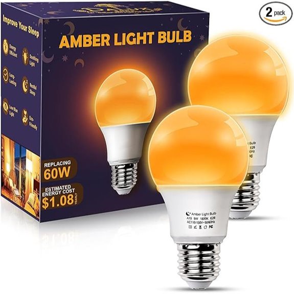 Amber Sleep Light Bulbs - Blue Light Blocking 2 Pack