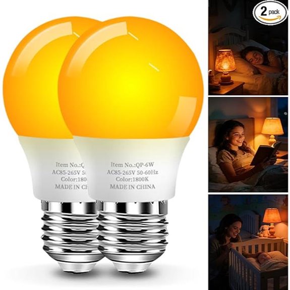 Amber Sleep Light Bulbs 2-Pack Blue Light Blocking
