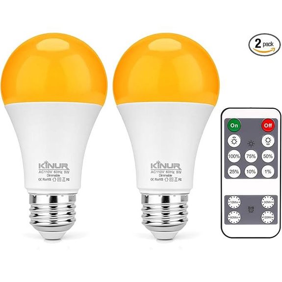 KINUR Amber Sleep Light Bulbs with Remote (2 Pack)