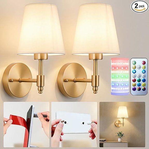 Nekhung Battery-Operated Dual Wall Sconces with Remote