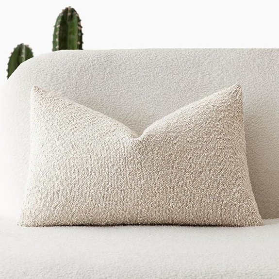 Foindtower Boucle Throw Pillow Covers 12x20 Beige