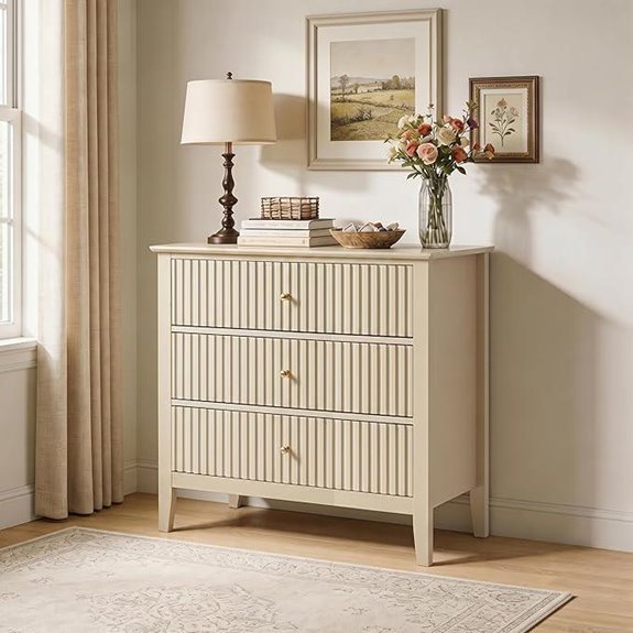 RoyalCraft Beige Fluted 3-Drawer Dresser