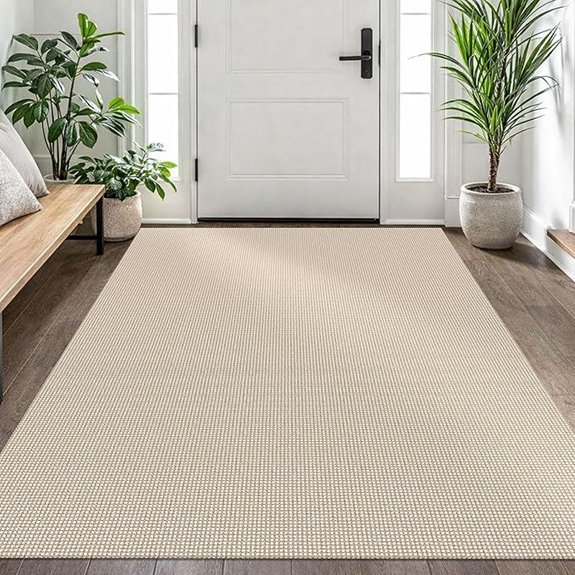 EARTHALL Woven Area Rug 4x6 - Non Slip Beige/Ivory