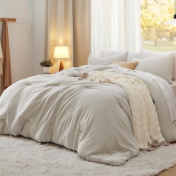 Bedsure Queen Comforter Set with Pillowcases Beige