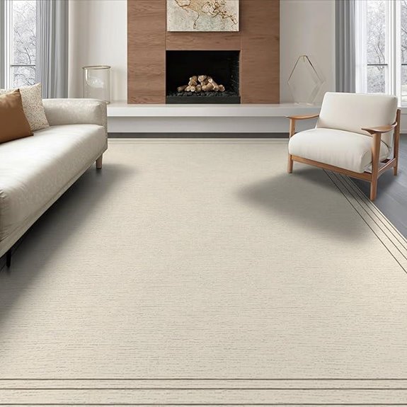 Beige Washable Minimalist Area Rug for Bedroom