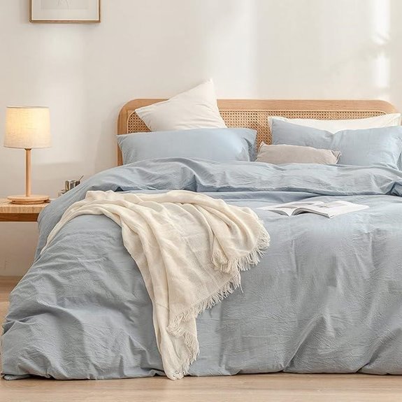 BESTOUCH Cotton Linen Duvet Cover Set Queen