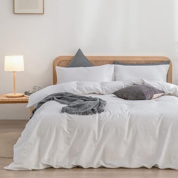 BESTOUCH Cotton Linen Duvet Cover Set Queen