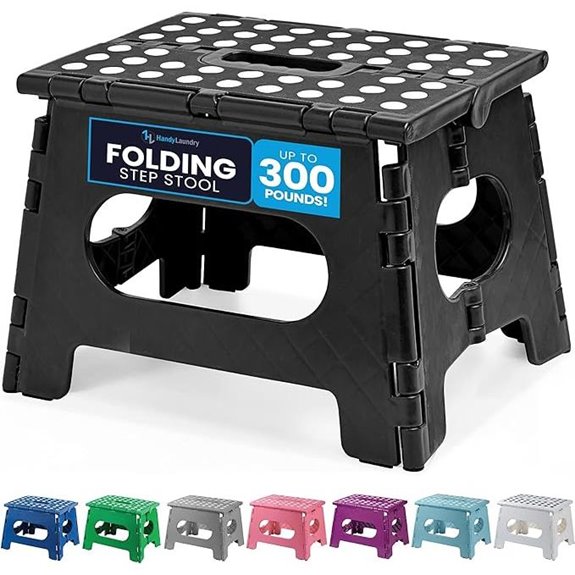 Sturdy Collapsible Laundry Folding Stool (9 Inch Black)
