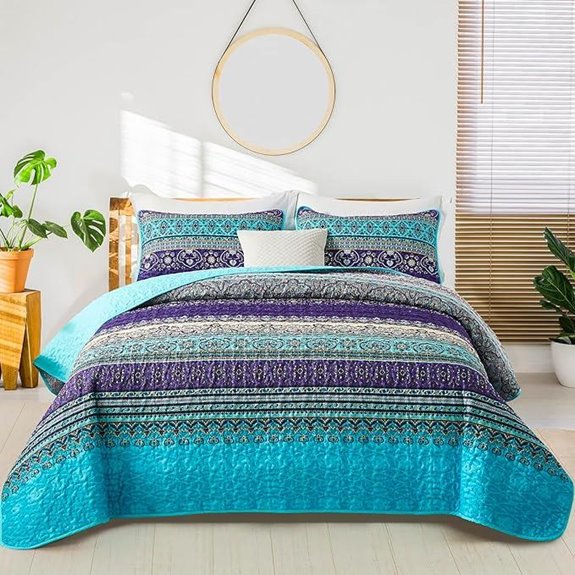 WONGS Boho Queen Quilt Set with Microfiber Bedding