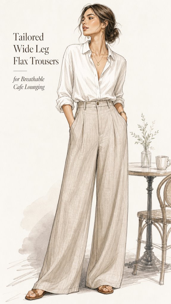 breathable flax wide leg trousers