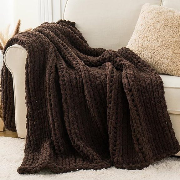 Battilo Brown Chunky Knit Throw Blanket (50x60)