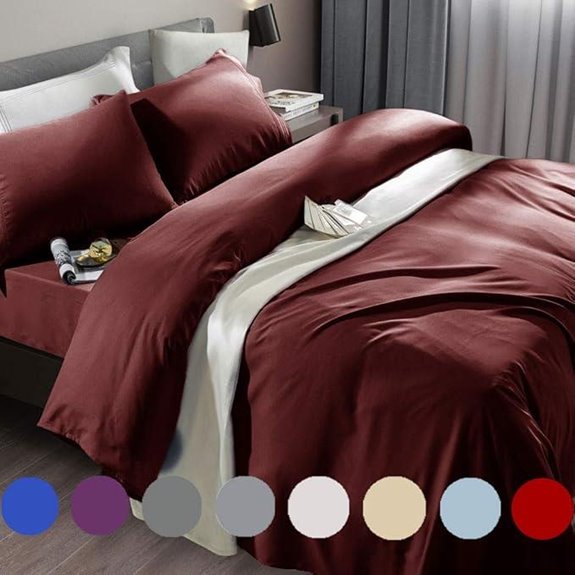 SONORO KATE 1800-Thread Microfiber Sheet Set Burgundy Queen