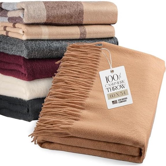 Velanio Cashmere Throw Blanket with Fringe 60x54