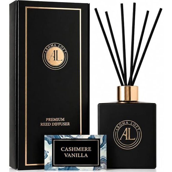 Black Reed Diffuser Set with Cashmere Vanilla Scent