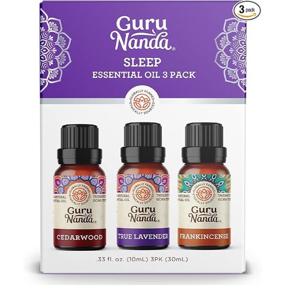 GuruNanda Sleep Essential Oils: Cedarwood Frankincense Lavender (3x0.34oz)