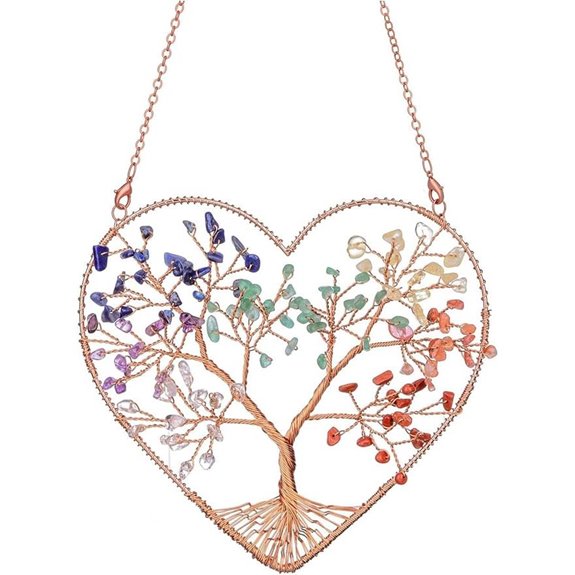 Jovivi 7 Chakra Heart Crystal Tree Wall Decor