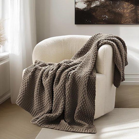 Chunky Chenille Knit Throw Blanket - Mocha Brown (50x60)