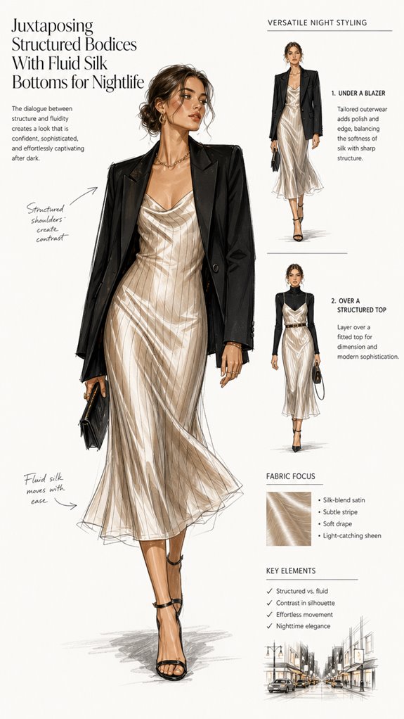 contrasting stiff and flowing clothing