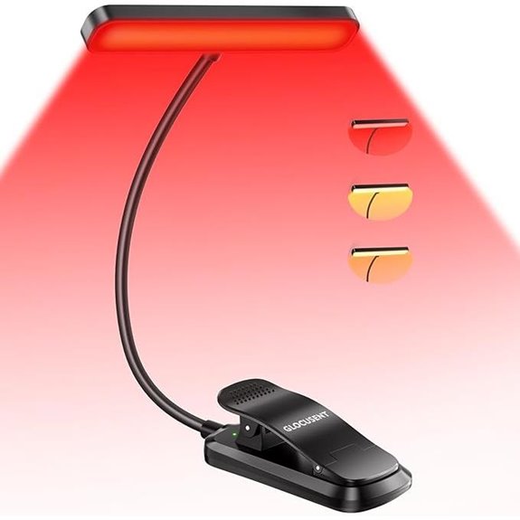 Glocusent Red Light Reading Lamp with Dimmable Modes