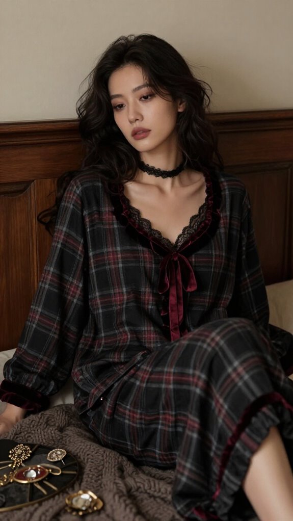elegant gothic plaid loungewear