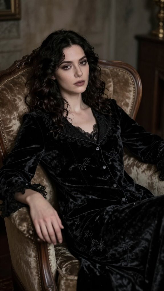 elegant gothic velvet sleepwear