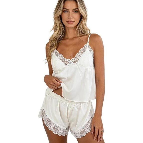 Seyurigaoka Satin Lace Pajama Set for Women