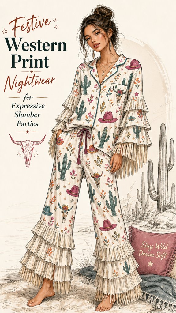 festive western print pajamas