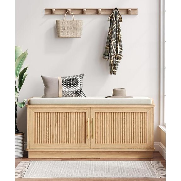 Akxomel Fluted Shoe Storage Bench with Cushion
