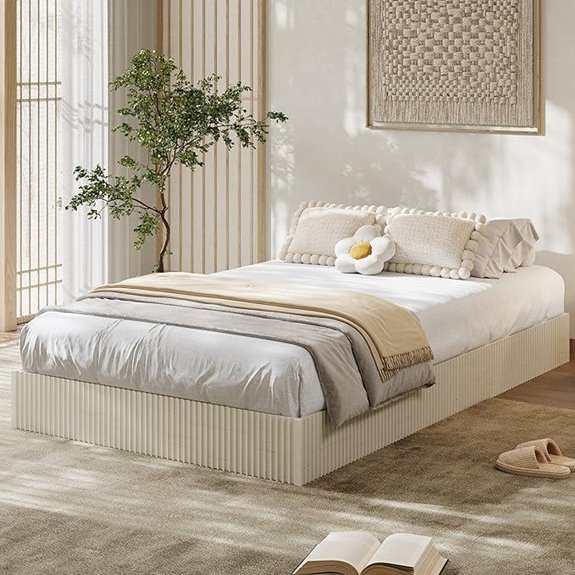 Garvee Twin Bed Frame with Fluted Wood Design