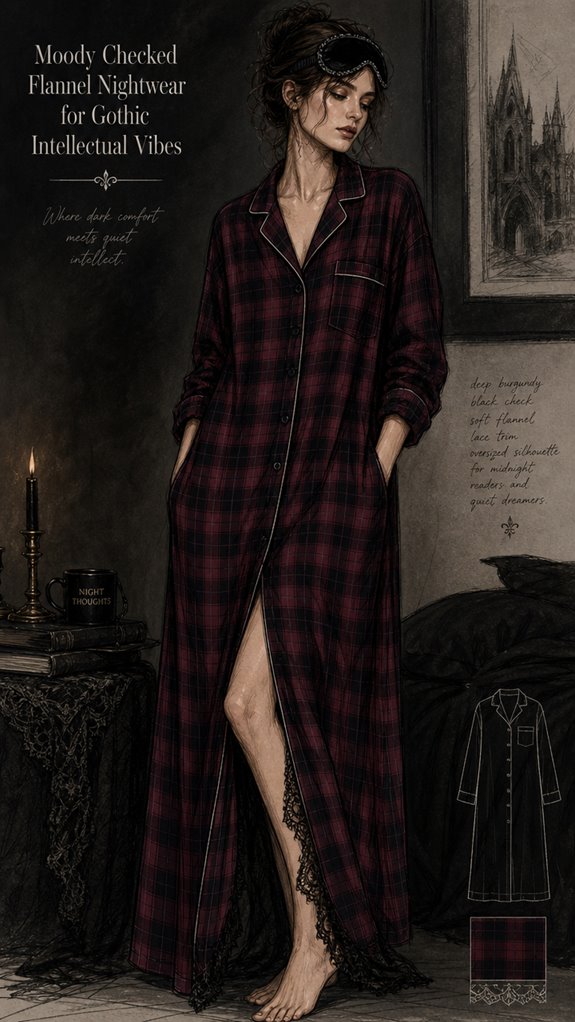 gothic flannel nightwear vibe