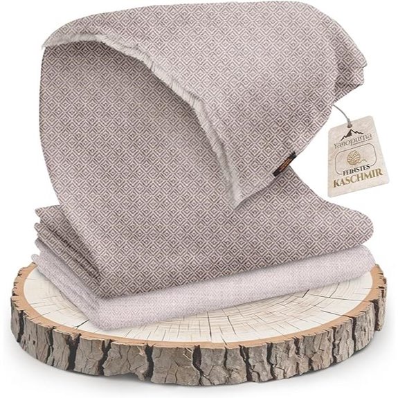 Pure Cashmere Throw Blanket – Handwoven Checked Pattern 53x106