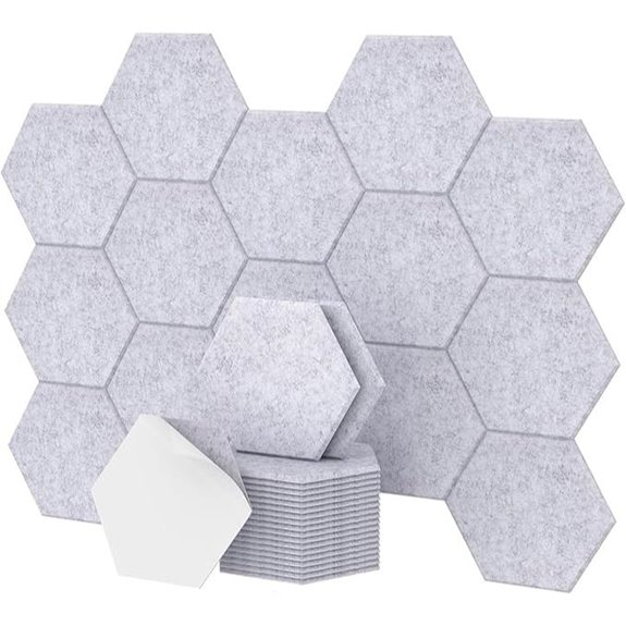 Hexagon Acoustic Foam Panels — Light Gray Marble Pattern