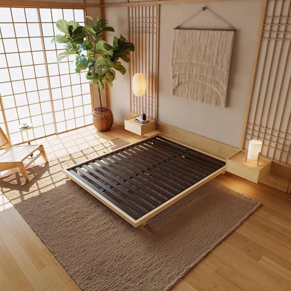 Homary Japanese Bed Frame with Steel Slats Queen