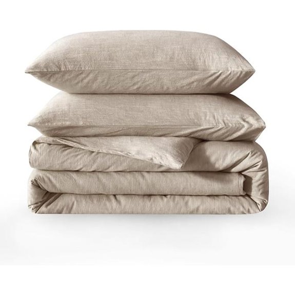 BFS HOME Linen Duvet Cover Queen Set Khaki