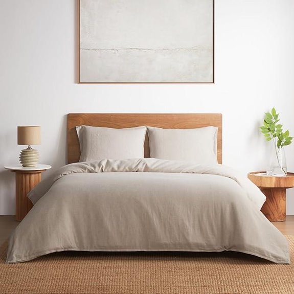 DAPU Linen Duvet Cover Set for King Bed