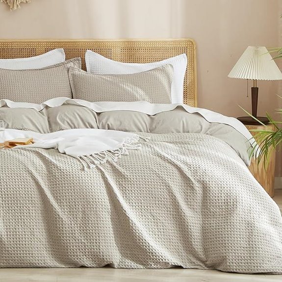 PHF King Waffle Weave Duvet Cover Set (3pcs)