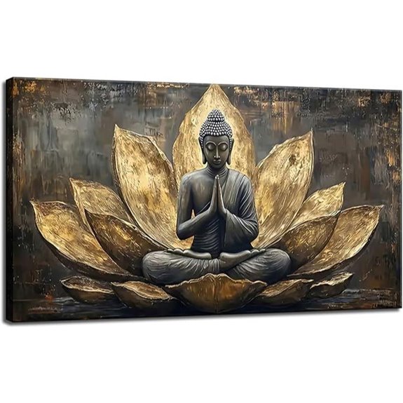 Large Buddha Lotus Canvas Wall Art Decor