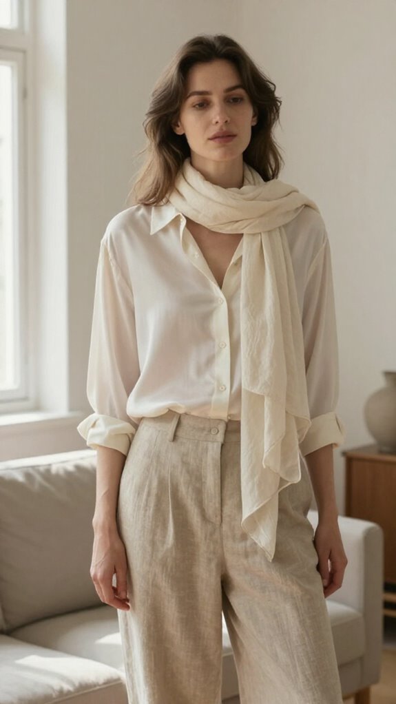 linen accents evoke effortless elegance
