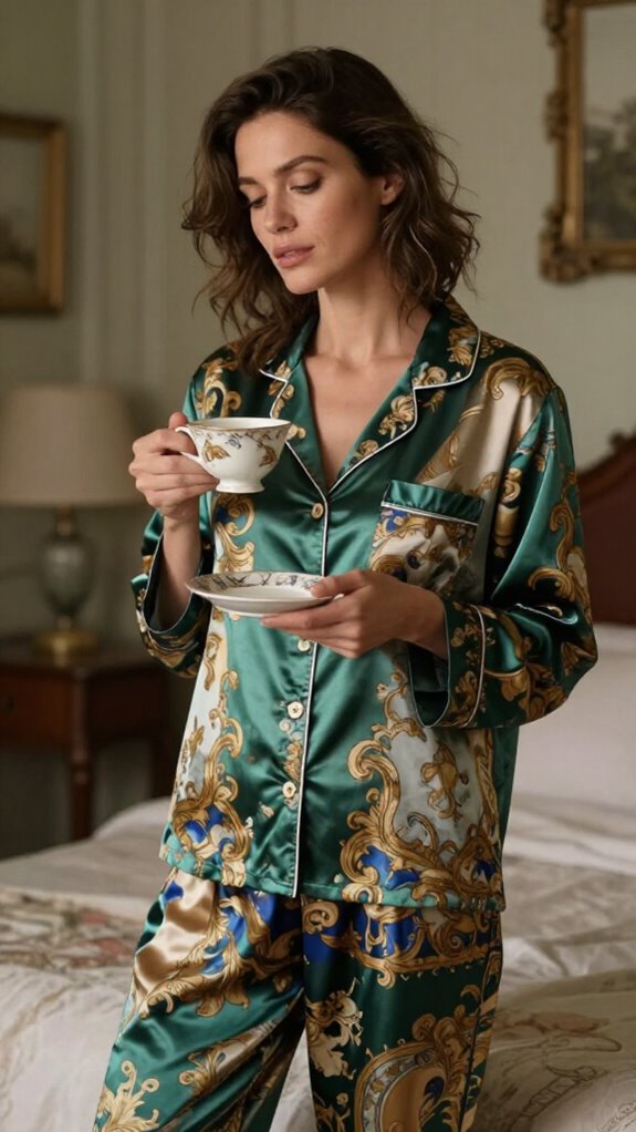 luxurious baroque print pajama sets