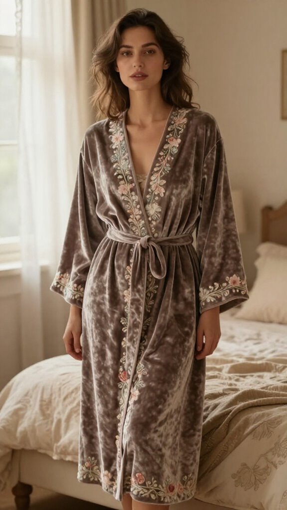 luxurious embroidered velvet robes