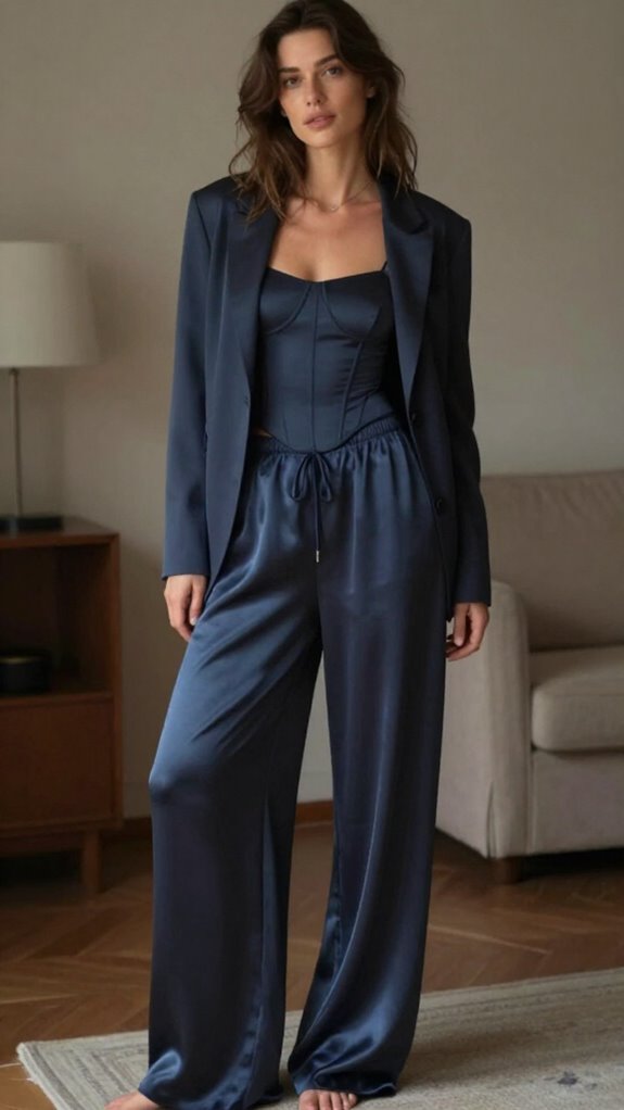 luxurious silky wide leg pants