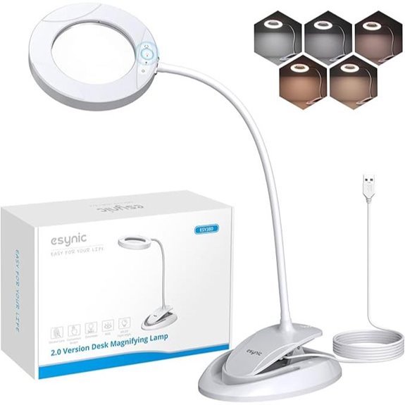 eSynic Magnifier Lamp with Light Clamp and Stand